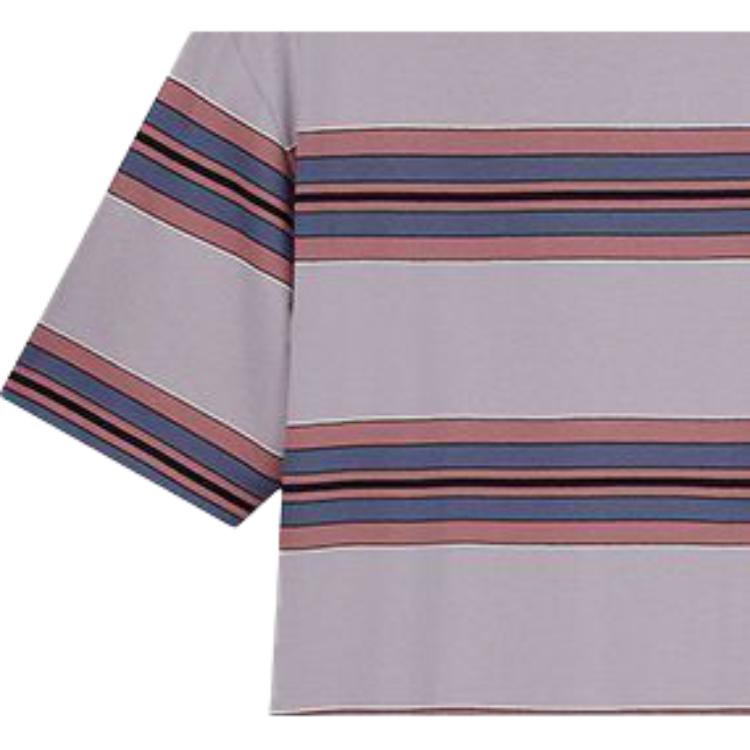 UNIQLO Striped Crew Neck T-Shirt Men tops Light-Purple 447582-70