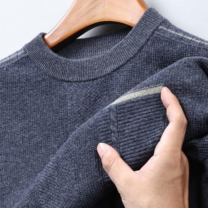 Hengyuanxiang Men's Pure Wool Round Neck Sweater