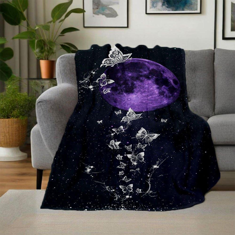 Purple Moon Butterfly Wallpapers for iPhone & AndroidBlanket Flannel Throw Blanket for Sofa, Bed, Travel, Camping, Office