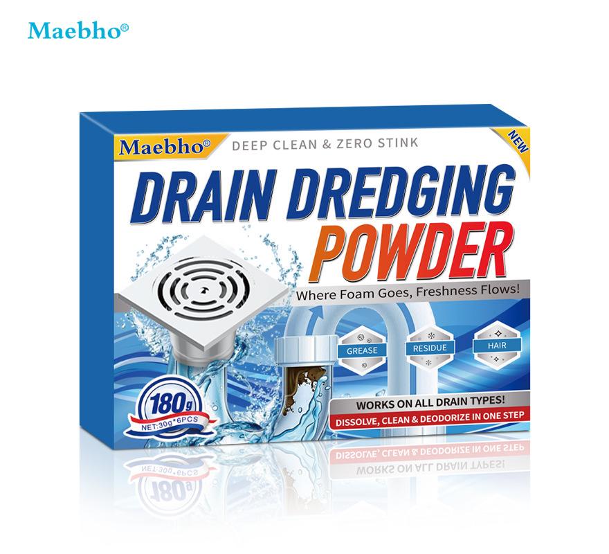 Sewage Rapid Drainage Cleaner Powder, Kitchen Sink and Toilet Pipes, Floor Drain Plug, Hair and Grease Remover, Deodorizer