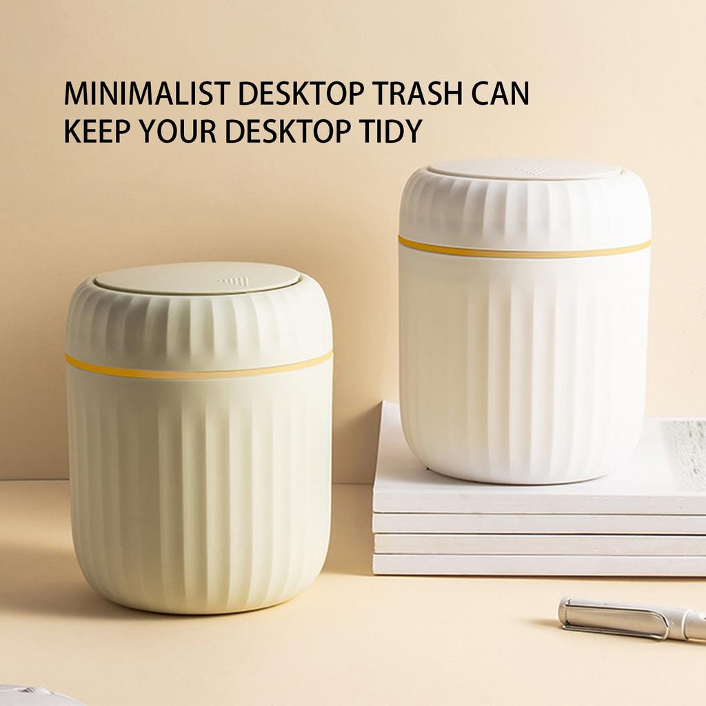 Desktop Small Trash Can Wastebasket Dispenser With Press Type Lid Modern Desk Trash Can For Vanity Dorm Living Room Home