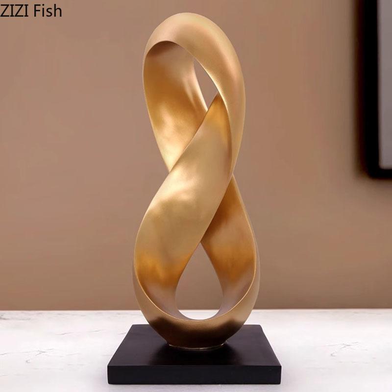 Kreative Goldene Band Statue Ornamente Schreibtisch Dekoration Abstrakte Handwerkskunst Minimalistische Verdrehte Knoten Skulptur Raum Ästhetische Dekoration