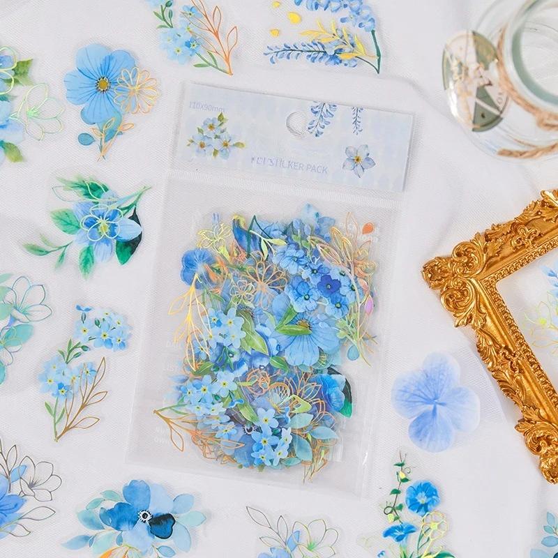 40pcs/bag Vintage Gilding Green Leaf Flower Notebook Decorative Stickers DIY Decorative Stickers for Scrapbooking Label Diary