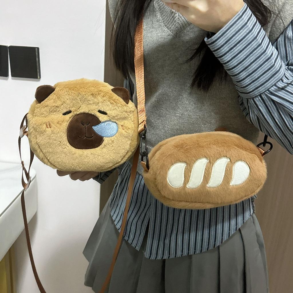 Cartoon Baguette Double-sided Cute Kapibara Diagonal Span Mobile Phone Bag Snot Capybara Girl Diagonal Span Storage Bag