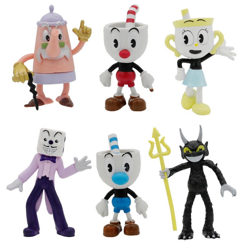 

4/6pcs Set PVC Kawaii Cup Head Anime Action Figure Cuphead Doll Toy Game Decoration Ornaments Toys For Children Kids Xmas Gift