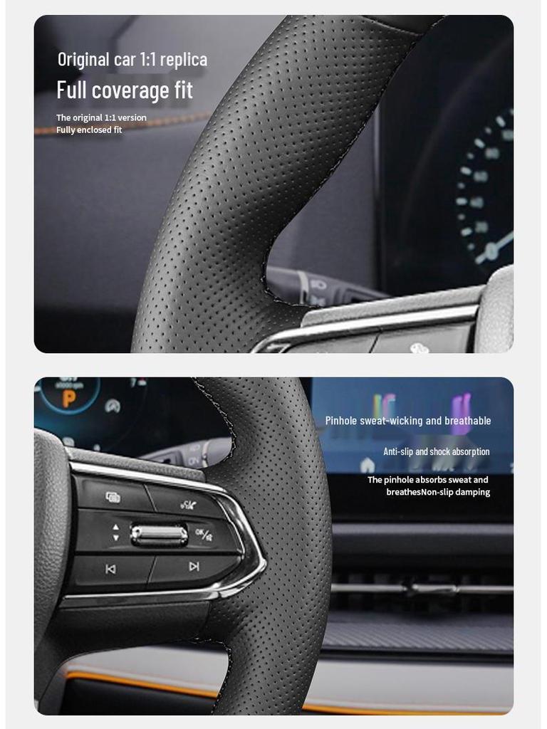 Ford Territory EV Genuine Leather Steering Wheel Cover, Hand-Stitched Grip