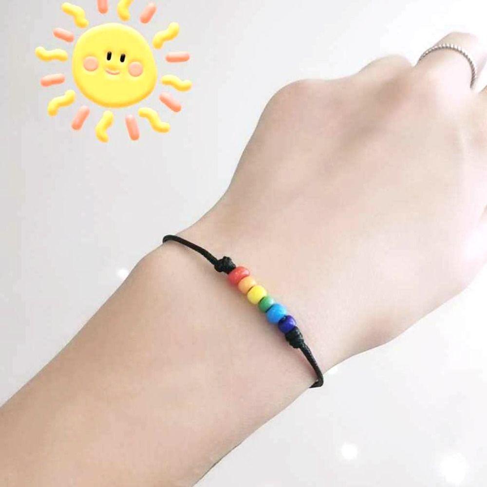 3Pcs/set Boho Couple Bracelet Love Heart Friendship Braided Rope Rainbow Beaded Bracelet  Party
