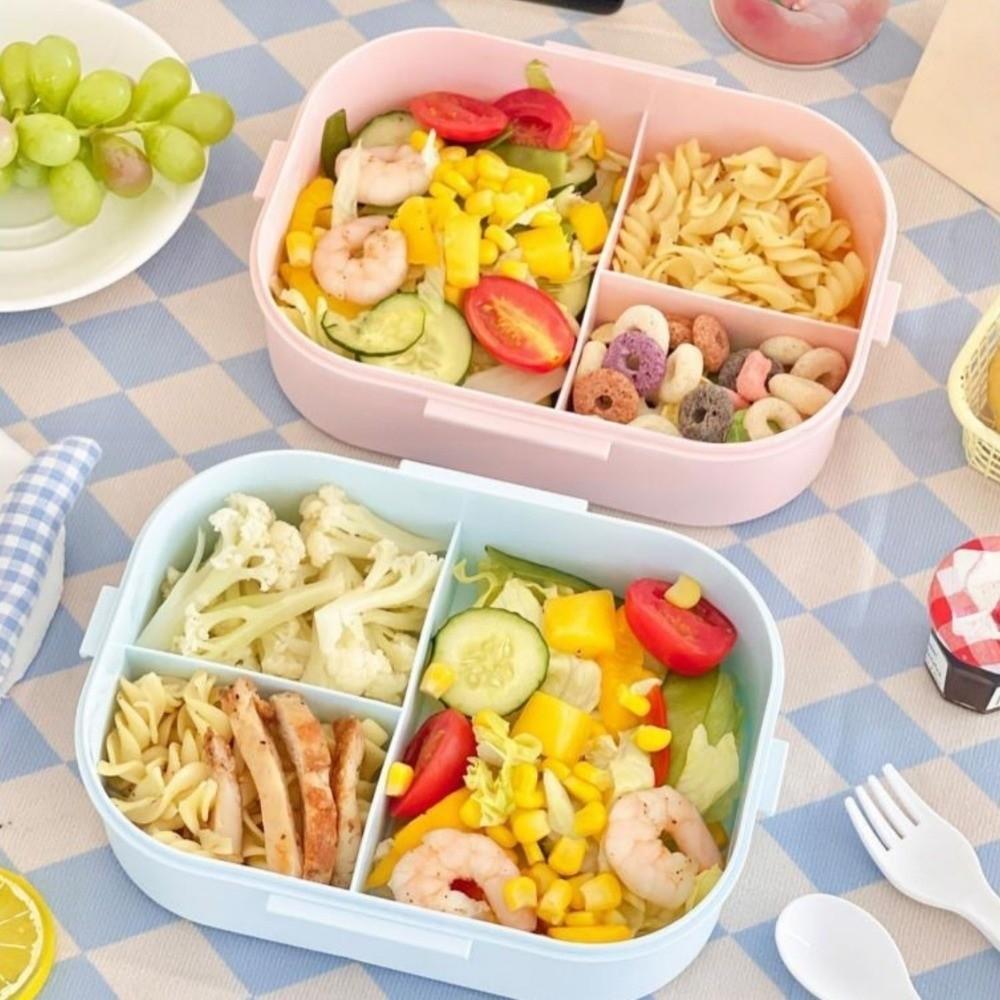Leak-proof 3 grids Lunch Box Sealed Picnic Box Lunch Box with fork spoon  Outdoor Activities