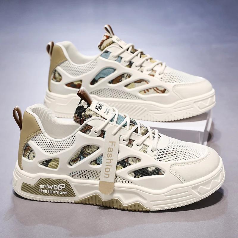Neue Sommer-Sneakers für Herren, leichte Plateauschuhe aus Mesh, trendig, atmungsaktiv, vielseitige Vulkanisierungsschuhe, Zapatillas De Hombre