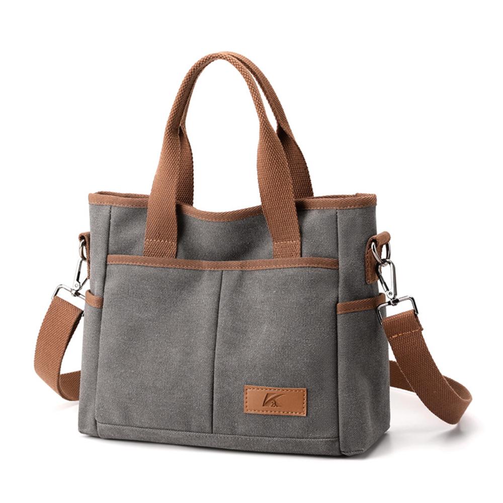 Korean Minimalist Large Canvas Women Crossbody Bag, Durable Washable Versatile Handbag For Office Commute School Life And Weekend Shopping Activities