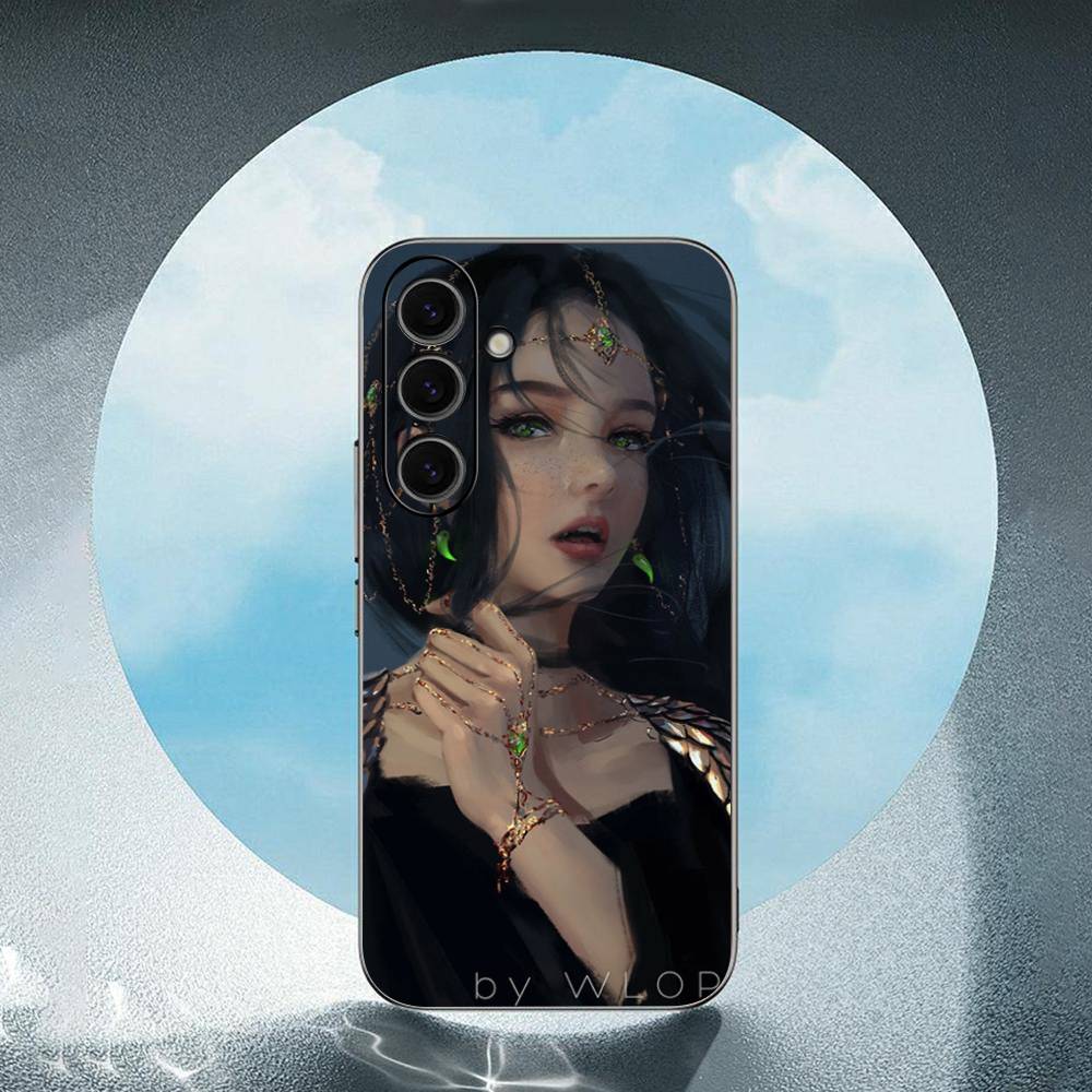 

Wlop Anime For Samsung Galaxy S25 S24 S23 Ultra S22 S21 Plus S20 Black Soft Silicone Protective Case SamsungS25