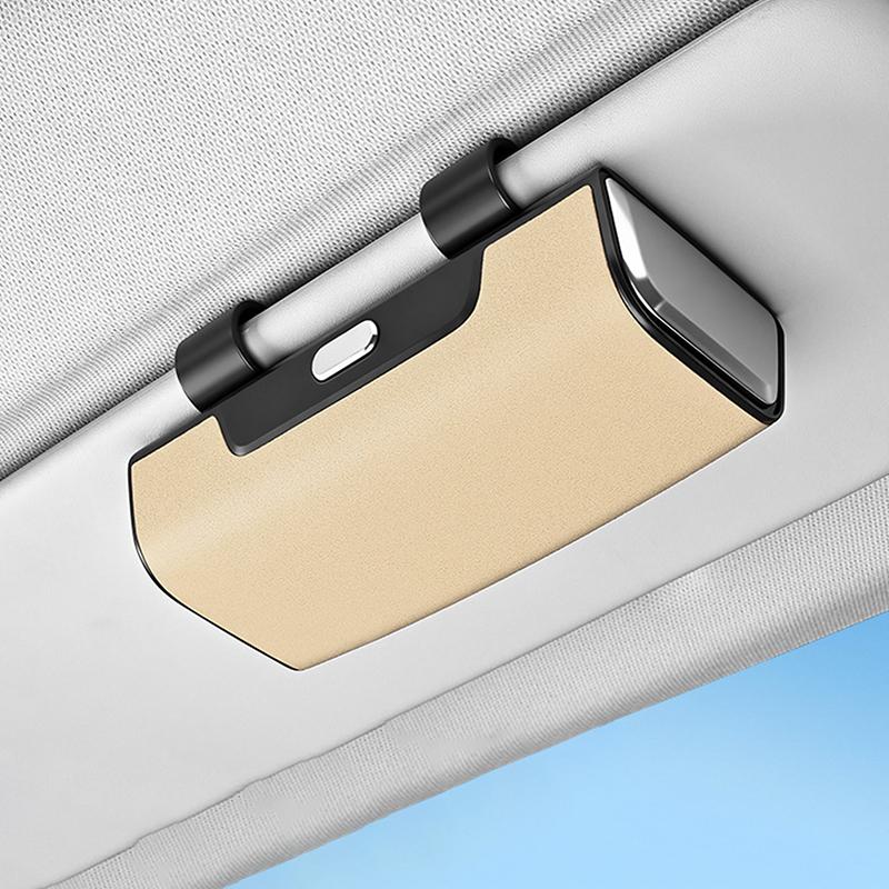 Car Sun Visor Sunglasses Case, Clip-On Magnetic Glasses Holder for Auto Interior Storage