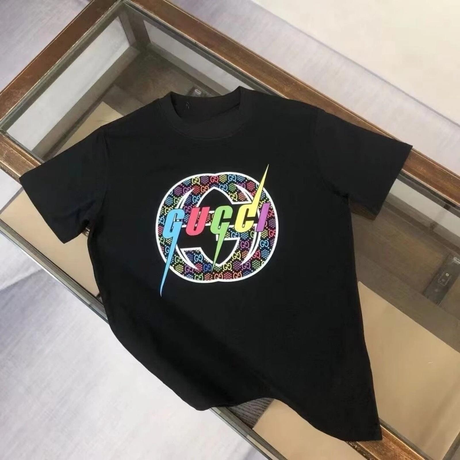 

2025 Трендовый Новый Хлопковый Короткий Рукав с Принтом Букв Простая Мужская и Женская Одинаковая Повседневная Футболка с Круглым Вырезом для Пары S чёрный