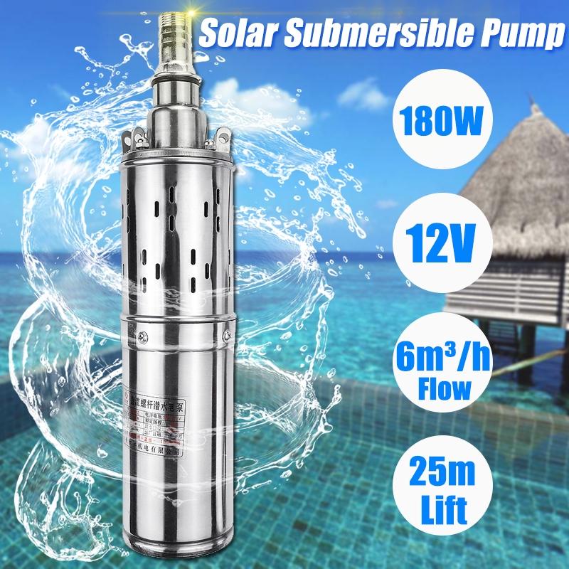 Efficient Solar Water Pump 12V 24V 180W 3000L/h 25m Deep Well Pump DC Screw Submersible Pump Irrigation Garden Home