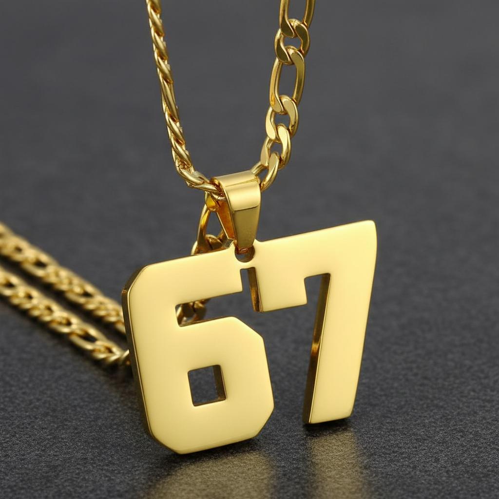 Fashion Stainless Steel 67 Number Digital Necklace Athlete Necklaces For Men Women Kids Girls Chain Personalize Jewelry Gift