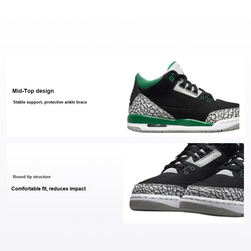 Детские кроссовки Air Jordan 3 Retro GS Pine Green Black Cement-Grey White 398614-030 36