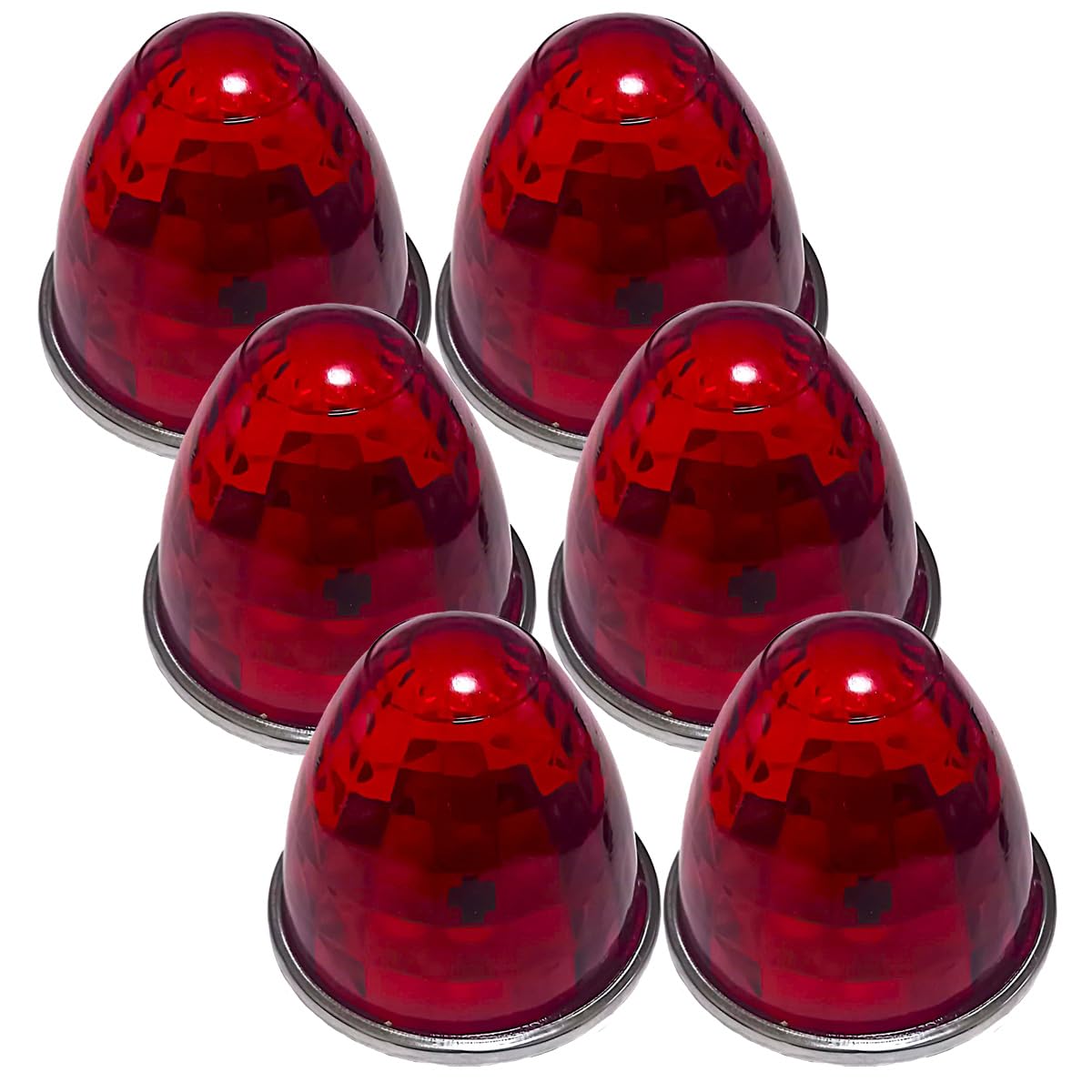 

Customize 24V Truck Side Marker Lamps with Glass Lens and Crystal Universal Colors Bulbs, (Red, 6-Pack)