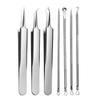 7Pcs Blackhead Remover Tools Kit Stainless Steel Acne Extraction Set Professional Blackhead Whiteheads Pimples Remover for Face