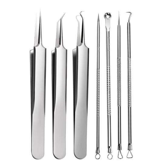 7Pcs Blackhead Remover Tools Kit Stainless Steel Acne Extraction Set Professional Blackhead Whiteheads Pimples Remover for Face