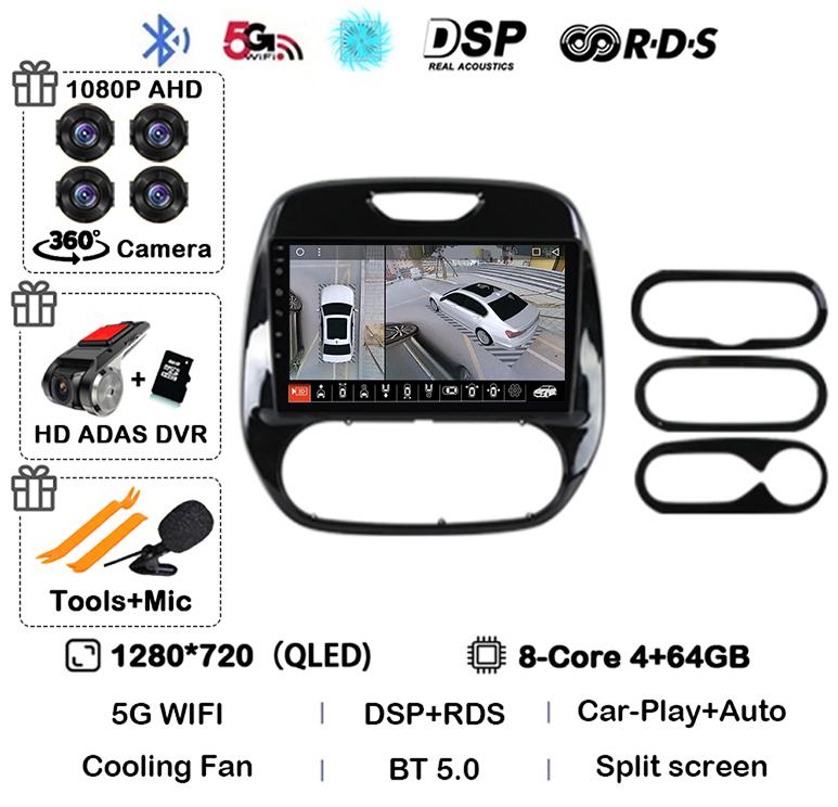 Android 14 Carplay Auto Für Renault Captur CLIO Samsung QM3 2011-2018 Autoradio Stereo GPS Multimedia Videoplayer 360 Kamera 4G