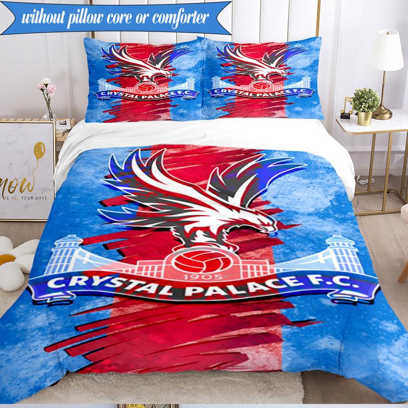 3PCS Crystal Fc Crest Printed Soft Bedding Set,Including 1pc Duvet Cover And 2pcs Pillowcases Perfect for Bedroom, Dormitory, Fan gift