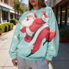 Women's Christmas Print Crewneck Sweatshirt, Lightweight Casual Holiday Pullover Top