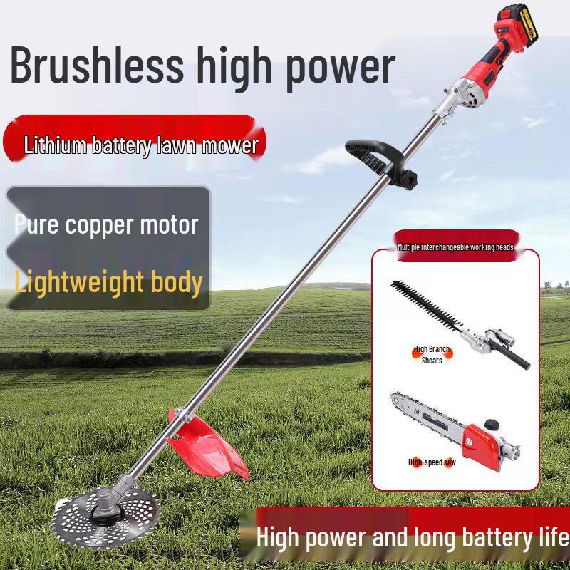 Multi-Functional Electric Lawn Mower with Backpack, Lithium Battery, Powerful Brush Cutter, Trimmer, and High Reach Greenery Tool.