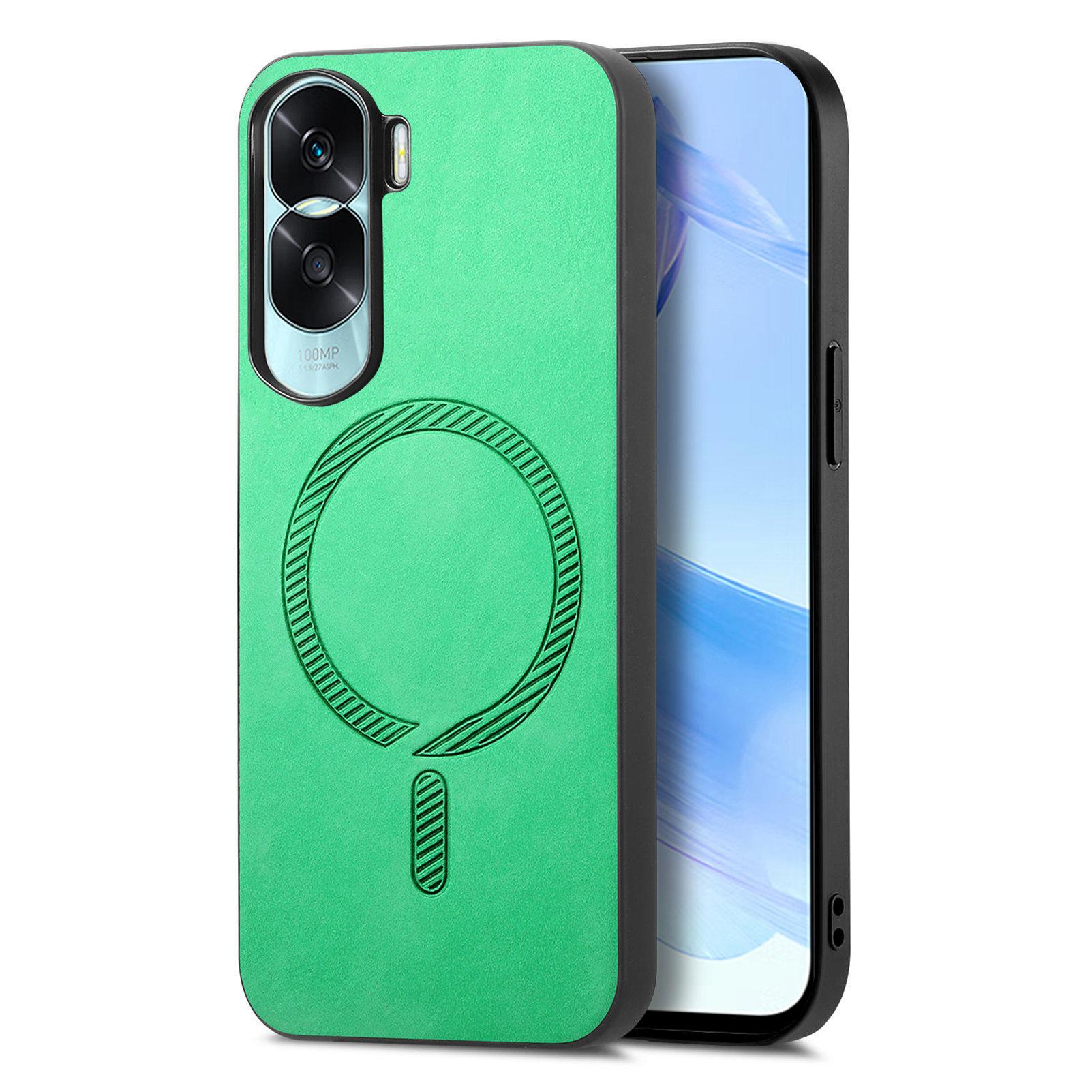 

For Honor X50i 5G Leather Back Case Compatible with MagSafe Skin-touch Phone Cover Green
