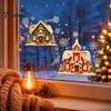 Christmas Window Clings Cabin Static Glass Stickers, PVC Snow House Windows Decals for Holiday Home Indoor Outdoor Decor Decor, Reusable Waterproof