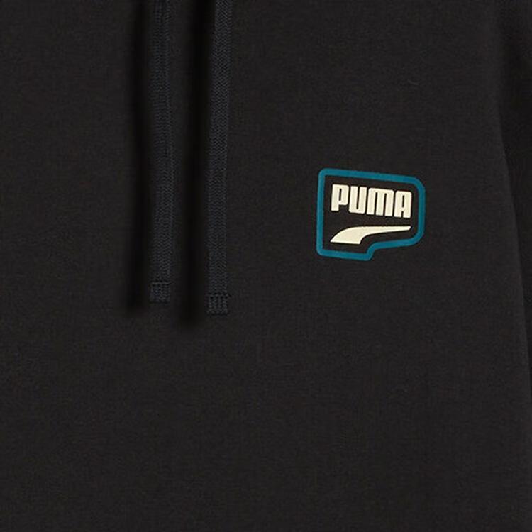 Puma Downtown Oversized Hoodie Letter Print Vintage Comfortable Versatile Sweatshirt Women Hoodies Black 629066-01