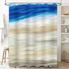 Blauer und weißer abstrakter Duschvorhang mit Strandszene zur Badezimmerdekoration Bedruckter Duschvorhang Wasserdichter Stoff Größe 180X200