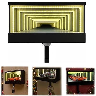 Porte-clés de garage avec lumière LED Porte-clés pour passionné d'automobile Porte-clés miroir infini LED Cadeau pour les amateurs de voitures Facile pour les entrées 1 pièce