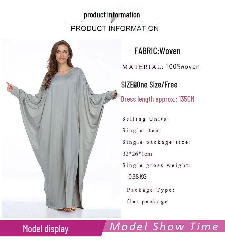 Dubai Plus Size Batwing Sleeve Casual Dress for Women - Muslim Robe