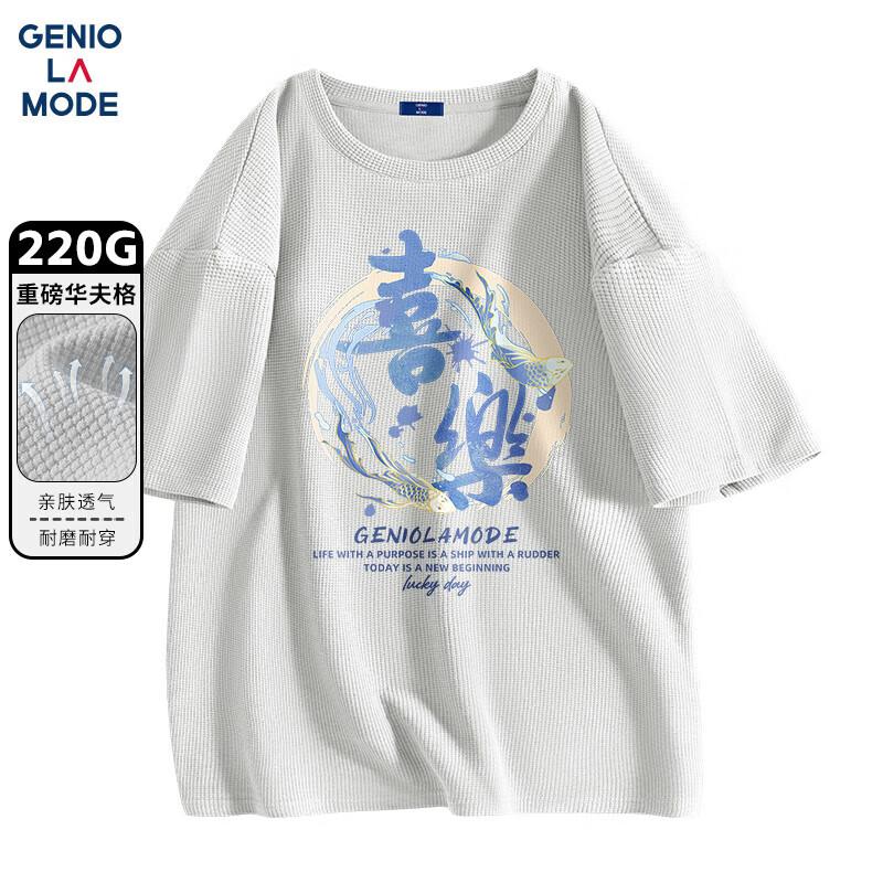 GENIOLAMODE Men s Heavyweight Waffle Knit Short Sleeve T-Shirt L