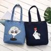 Fashion Cartoon Printed Denim Canvas Bag Women'S Shoulder Literary Women'S Canvas Handbag