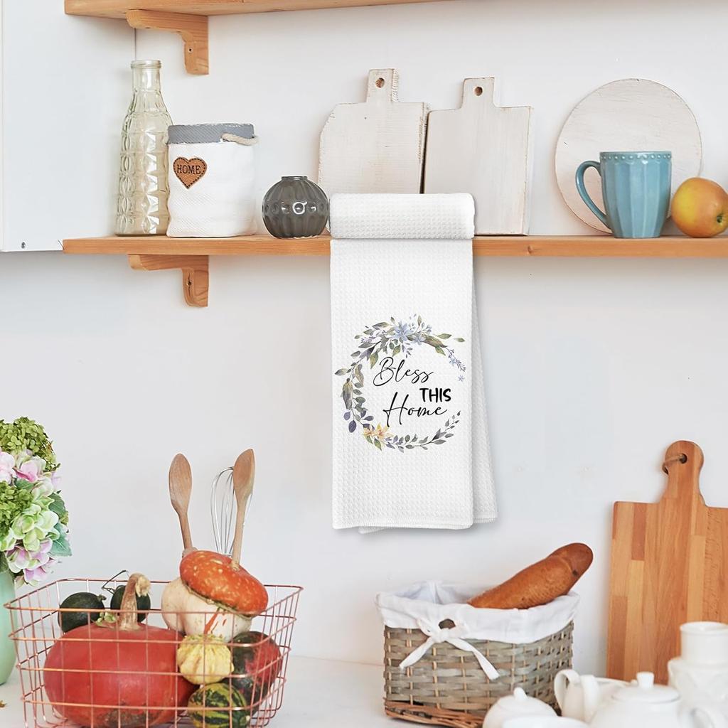 Voatok Bless This Home Kitchen Towels, Housewarming Gifts Hand Towels for Bathroom, Best Housewarming Gifts for New Home House Apartment Dish Tea