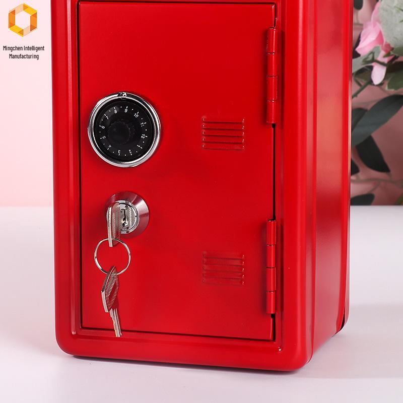 Children's Metal Piggy Bank with Lock - Mini Safe Change Storage Box