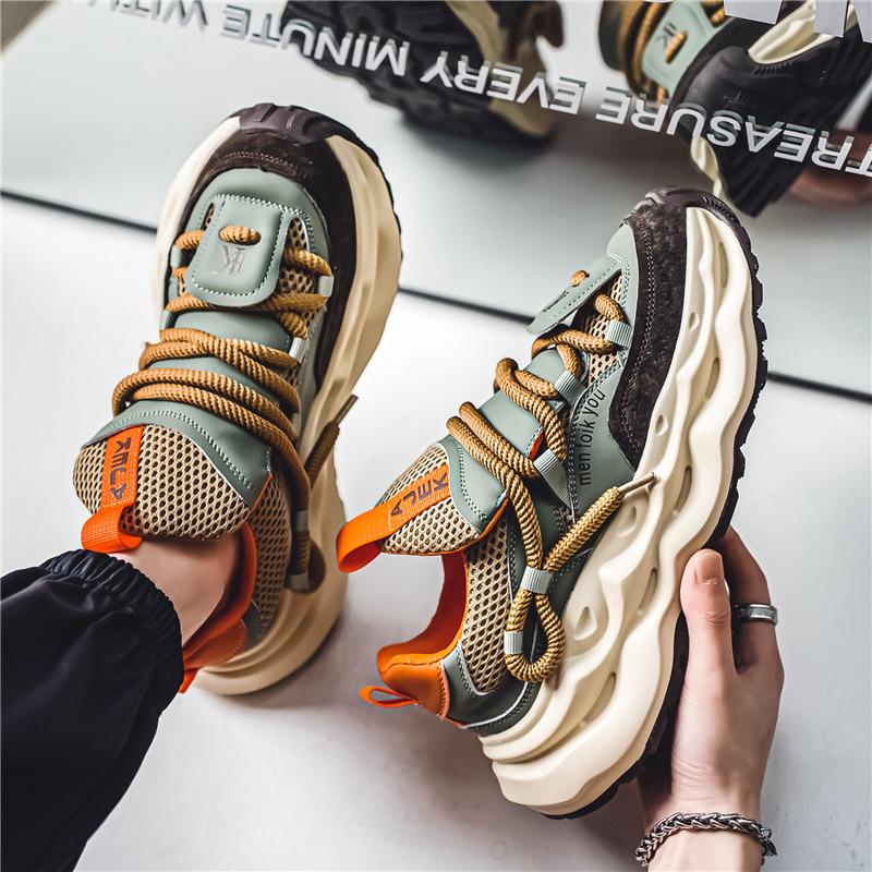 Men's Shoes Autumn 2025 New Thick-soled Heightened Breathable Mesh Casual Sports Running Shoes Versatile Fashion Dad Shoes