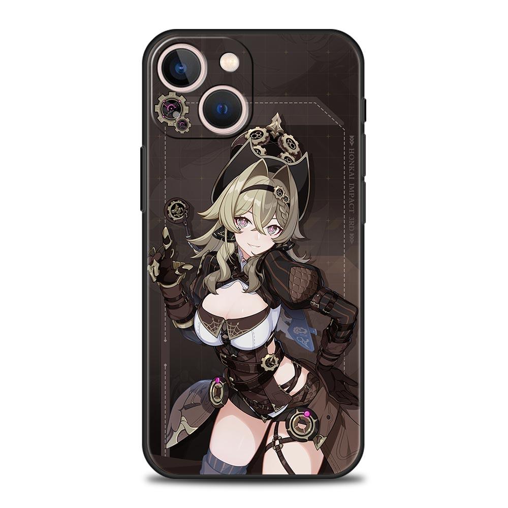 Honkai Impact 3rd Game Luxury Phone Case For iPhone 13 15 14 12 11 Pro MAX XR X SE XS 7 8 Plus Silicone Black Protection Cover