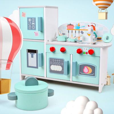 BABIBO Mini Geladeira de Simulação de Madeira Fogão a Gás de Cozinha Brinquedos Casa de Brincar Kit de Cozinha Brinquedos para Meninos e Meninas
