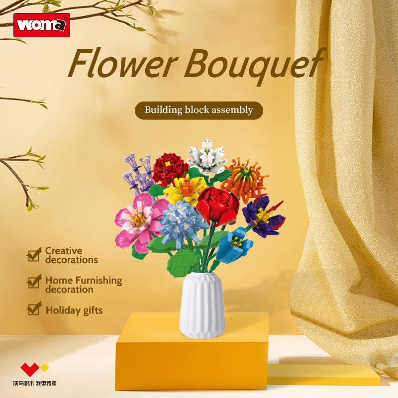 WOMA TOYS 11053 OEM ODM Dekompresní hračka Děti Dítě MOC Model Růže Slunečnice DIY Květina Stavební blok Cihla Hračka Hrací sada