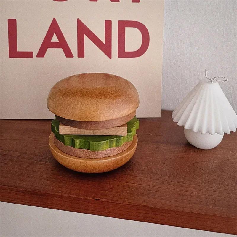 2025 New 6Pcs Creative Hamburger Cup Mat Solid Wood Coaster Fruit Tray Tea Mat Anti-slip Snack Dessert Pads Home Storage Desktop