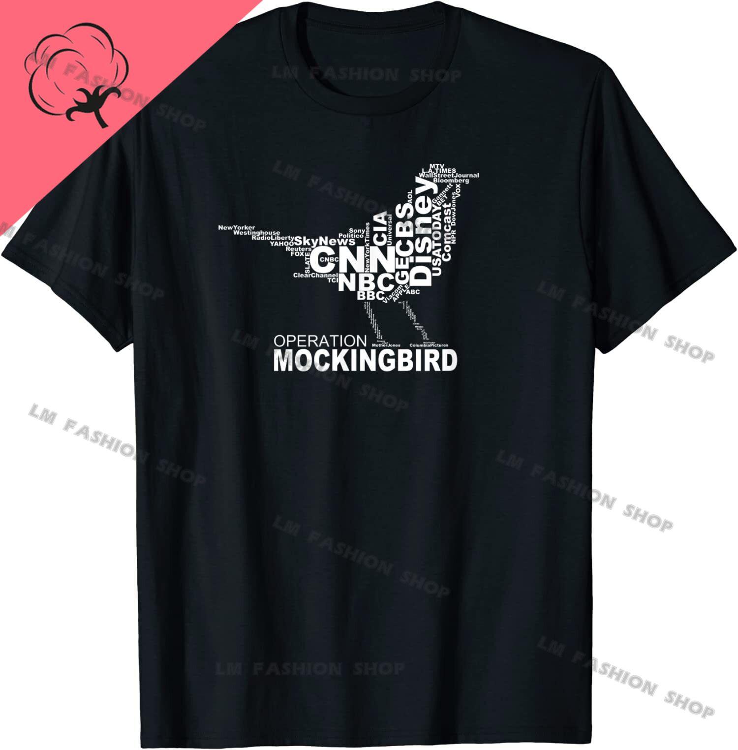Operation Mockingbird CIA Conspiracy Graphic TShirts Men s Clothing Short Sleeve Tops Cotton Tees Women s Printed T-Shirt 3XL