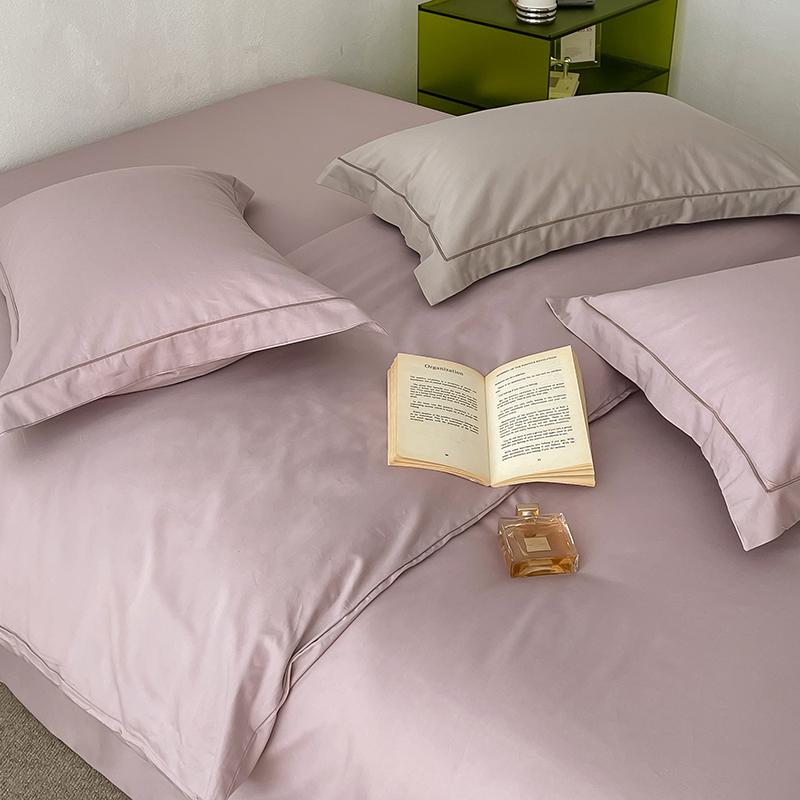 Solid Simple 100% Long-staple Cotton Bedding Set New Soft Skin-friendly Queen Duvet Cover Set with Sheet Quilt Cover Pillowcases