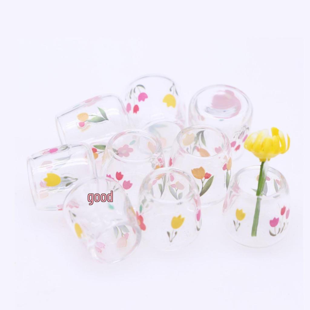 Miniature Dollhouse Embossed Glass Cup for BJD Scene Props