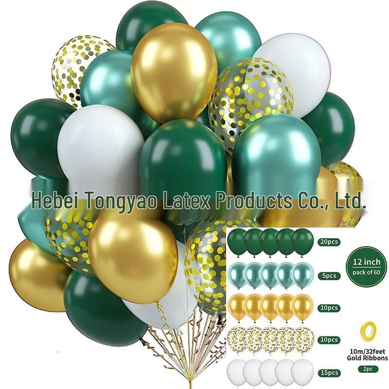 60-Piece 12" Vintage Color Glitter Balloon Set for Birthday Parties