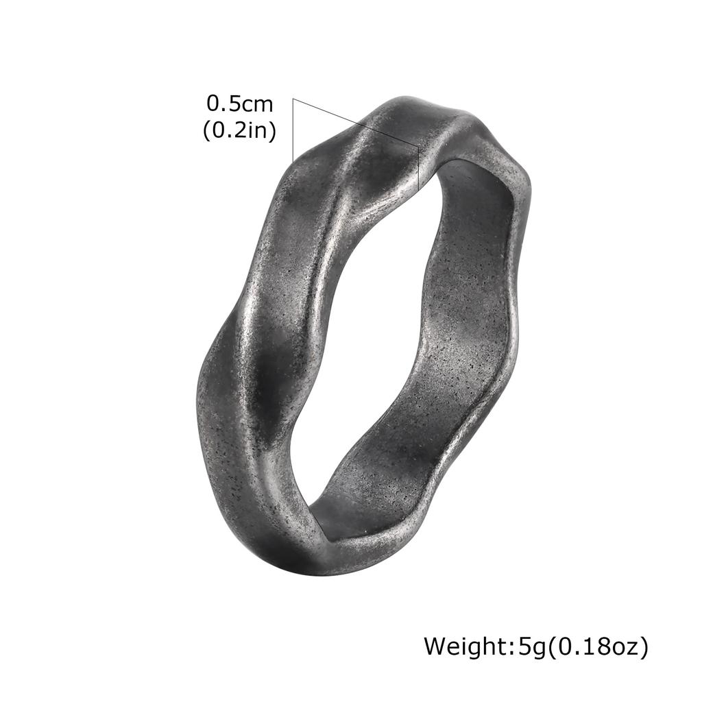 Vnox Retro Grey Stainless Steel Rings for Men Boys, Punk Rock Male Finger Bands Jewelry, Vintage Party Anniversary Gifts for Him