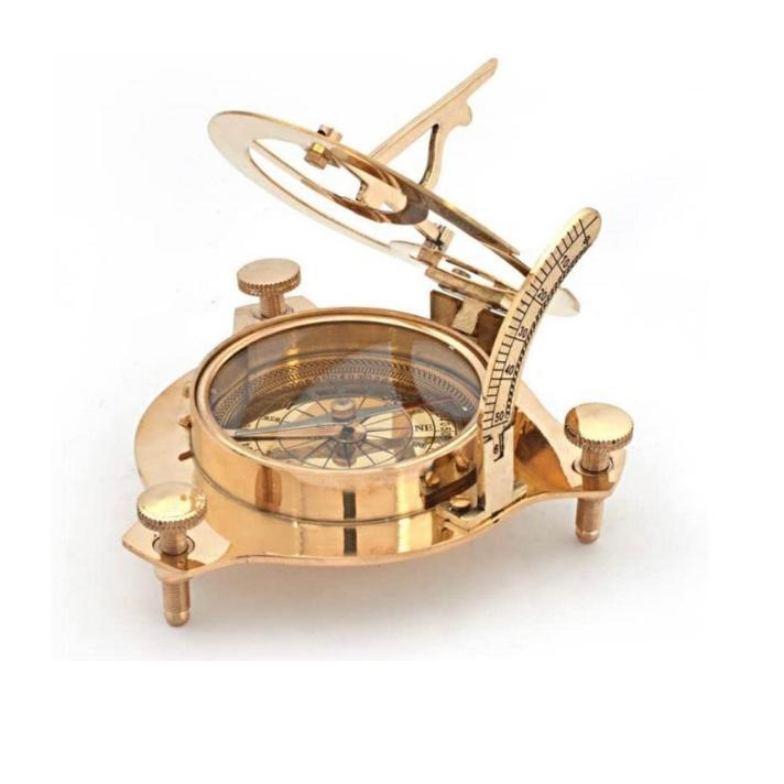 Dekoracyjny kompas do wędrówek, 3-calowy kompas marynarski kieszonkowy, kempingowy morski zabytkowy mosiężny kompas słoneczny