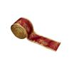 5M Leaves Pattern Christmas Gift Bow Ribbon DIY Lightweight Gold Trim Wired Ribbon Christmas Tree Ribbon Xmas Ornaments