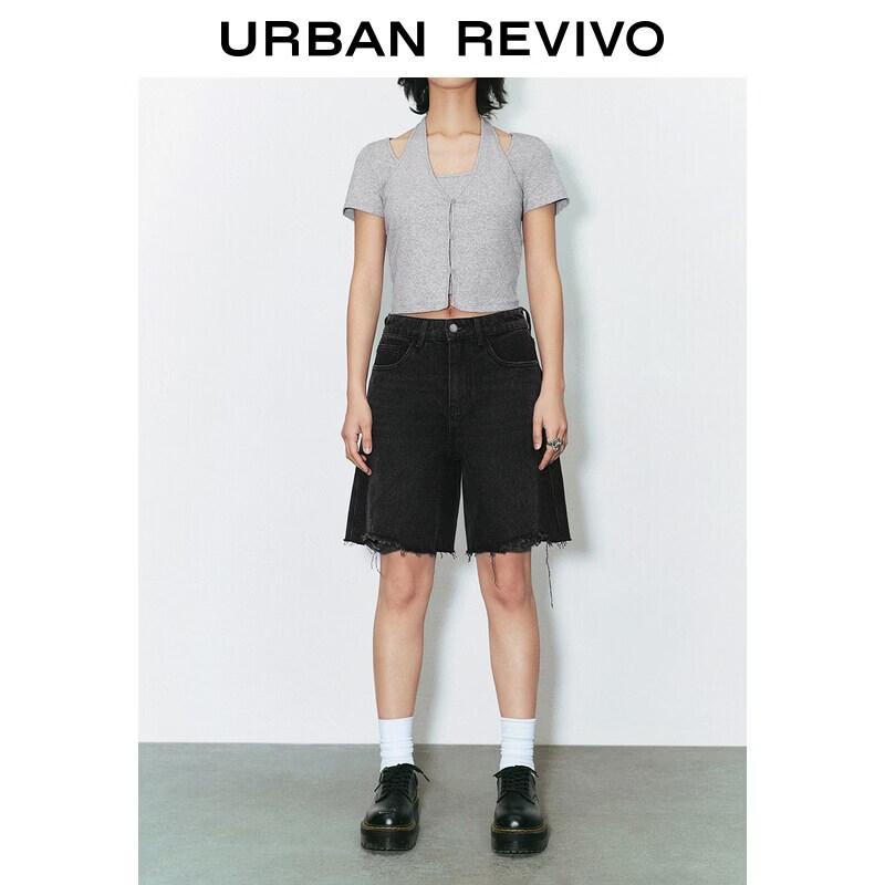 UR2026 Women s Frayed Hem Denim Shorts 25